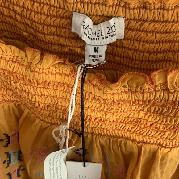 Rachel Zoe embroidered bohemian smocked Sun gold tank top new with tags medium - Picture 4 of 7